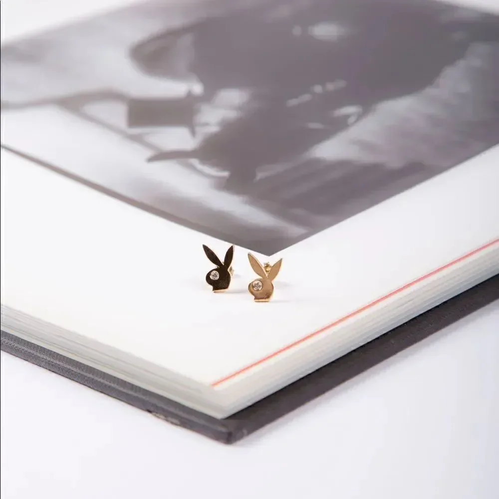 bunny 14k real gold earrings perfect gift playboy style earrings | Birthday Gift